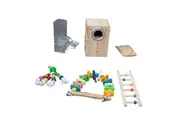 5 in 1 Bird Play Toys Set - Nesting Box Acrylic Feeder Swing and Ladder