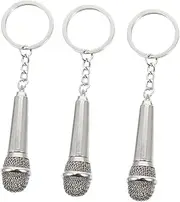 [Yardenfun] 3Pcs Microphone Keychains Unique Bag Key Rings Stylish Key Holders for Men Women for Bags Purses Phones Cars Silver
