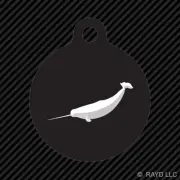 Narwhal Keychain Round with Tab dog engraved many colors #1