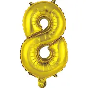 Number 8 Gold Foil Air Fill Balloon 35.5cm