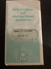Vintage Cabbage Patch Doll Birth Certificate "ANETTE ESTHER” No damages Unopened