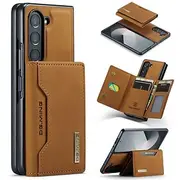 Phone Case For Samsung Galaxy Z Fold 7 Z Fold 6 Z Fold 5 Z Fold 4 Z Fold 3 Back Cover with Stand Holder Detachable Magnetic Retro TPU PC PU Leather