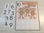 Monkey TenFrame Mat - Laminated Activity Card Set