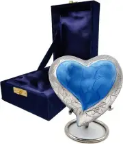 Sky Blue Heart Keepsake Urn - Mini Ash Small Handcrafted