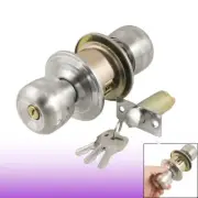 Household Silver Tone Stainless Steel Key Locking Locker Door Knob Lock