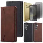 For Samsung Galaxy S24/S24+ Leather Pocket Case Cover / Privacy Screen Protector
