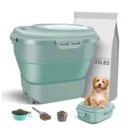 13-30 Lbs Dog Food Storage Container Collapsible Dog Food Container with Green