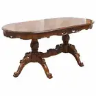 Solid Mahogany Wood Reproduction Pedestal Oval Dining Table