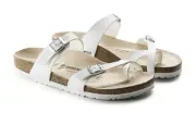 NIB $110 Birkenstock Mayari Birko Flor Sandals White 71051 Reg Width Sz 7 EUR 38