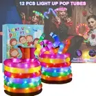12 Pcs Glow Sticks Party Favors Light Up Pop Tube Sensory Fidget Toy Stretchable