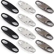 BTYMS 12-Pack Zipper Clip Theft Deterrents (4 Black/4 Silver/4 Gunmetal) - 3 Colors, Double Zipper Pull Security Locks, Metal Alloy Anti-Theft Clips for Bags, Luggage & Backpacks