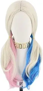 Topcosplay Women's Wig Curly Halloween Costume Cosplay Wig Blonde Mixed Blue Pink Gradient
