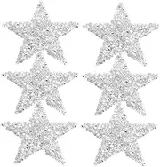 IWOWHERO 6pcs Rhinestone Star Iron-on Patches: Self-Adhesive Glitter Appliques for DIY Clothing Repair - Creative Decoration for Holidays