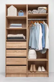 Malmo Three Shelf/Four Drawer Walk In Wardrobe - Fluted - Natural Oak