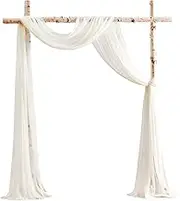 Floroom Wedding Arch Draping Fabric 2 Panels 20Ft Ivory Chiffon Fabric Drapes Arbor Drapery Wedding Ceremony Reception Swag Decorations