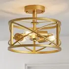 Chandelier 3-Light Vintage Farmhouse Industrial Semi-Flush Mount Ceiling Ligh...
