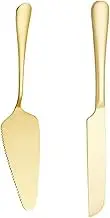 Cake Pie Pastry Server Gold, 2Pcs Stainless Steel Cake Knife and Cake Server Set,Gold Stainless Steel Dessert Pastry Pie Cake Servers,Wedding Cake Knife and Server Set for Birthday,Parties