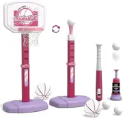 Easy Assembly Kids Basketball Hoop and T-Ball Set - Safe Sports Toy for Ages 1-5