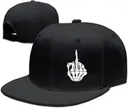 [ZMvise] Middle Finger Hip Hop Skull Unisex Classic Plain Adjustable Snapback Hat Baseball Cap Black