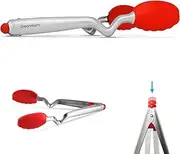 Dreamfarm Clongs Grippy Silicone & Stainless Steel Kitchen Cooking Tongs with Click-Lock Open & Close - 9" Red