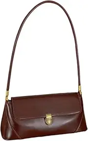 [Hailong Ming] Women's PU Underarm Bag Clutch Chic Top Handle Handbag for, Brwon, as described