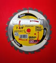 Oldham Super Duty B725C424, 7 1/4" 24-Tooth Carbide Circular Saw Blade USA - NEW
