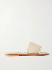 [K JACQUES ST TROPEZ] K JACQUES ST TROPEZ - Capri Raffia Slides - Beige - IT36 IT 36 Neutrals