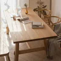 在飛比找樂天市場購物網優惠-餐桌 北歐實木餐桌椅白蠟木原木餐臺家具辦公工作臺大板桌凳組合