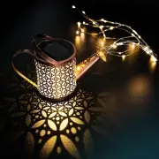 Watering Can Lantern Stake Garden Décor LED Solar Lights Metal Pathway Outdoor