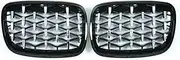 A Pair Car Styling Compatible For BMW E70 E71 E72 X5 X6 2007-2013 Car Diamond Grills Front Kidney Grill Chrome Mesh Grille Auto Accessories(Silver and Black)