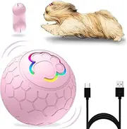 Interactive Dog Ball Toys, Active Rolling Ball for Indoor Dogs Cats with Motion Activated USB Rechargeable, Moving Bouncing Ball pet Puzzle Toy (Pink)