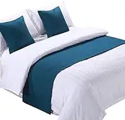 Zhiyuan Solid Linen-Like Hotel Bed Foot Runner Home Decorative Bed Scarf Dining Table Runner 50 x 180 cm, Steel Blue