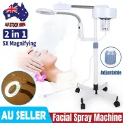 Floor Stand Facial Steamer & 5X Magnifying LED Lamp Beauty Spa Salon Machine New