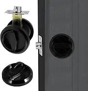 Round Recessed Door Lock, Hidden Recessed Cup Door Handle 304 Stainless Steel Keyless Recessed Door Pull Latch Knob Round Embedded Concealed Door Pull for Bathroom Bedroom (Black)