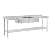 Vogue Double Bowl Sink Double Drainer - 2400mm 90mm Drain - Commercial Stainless Steel Sinks (HC909)