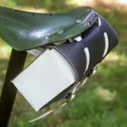Large Genuine Leather Bicycle Bag Saddle Handlebar in BLACK WHITE 2021 model