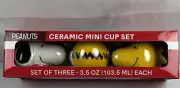 Peanuts Snoopy, Woodstock, Charlie Brown Ceramic Mini Cup Set Of Three 3.5oz