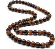 Morakot 8MM Natural Tiger Eye Lava Stone Beaded Choker Necklace Genuine Gemstone Anxiety Stretch Necklace For Men