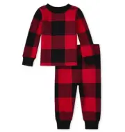 Children's PJ Place Baby 6-9 M Red Thermal Buffalo Plaid 2-Piece Pajama Set NWT