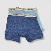 $24 Calvin Klein Boys' Blue Stretch Logo 2-Pack Modern Boxer Brief Underwear L