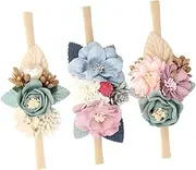 UPKOCH 3Pcs Adorable Flower Headbands Elastic Hair Accessories for Showers Birthdays and Family Photos Durable and Non Fading Design