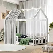 Oikiture Kids Bed Frame with Single Mattress Home Bedroom Furniture Set White
