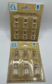 SET OF 2 1.5ml Mini Glass Bottles Jars Vials Container w/ Cork 6pc