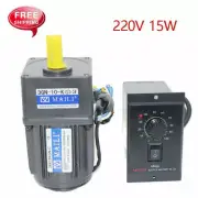220V 15W AC Gear Motor Electric Motor Variable Speed Controller 1:10 125RPM NEW