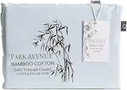 Park Avenue 500 Thread Count Bamboo Cotton Fitted Sheet and Pillowcase Set, Long Single, Mid Blue