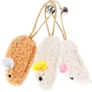 LIGHTAOTAO 3pcs Plush Mouse Cat Teaser with Bells Interactive Pet Mouse for Engaging Playtime Encouraging Healthy Activity and Bonding with Your Cat