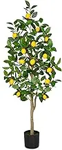 Oairse Artificial Lemon Tree 4ft/122cm Decorative Fake Lemon Plants with 15 Lemon Fruits Large Fake Floor Plants Faux Tree for Indoor Outdoor Home Office Living Room Bedroom Bathroom Decor