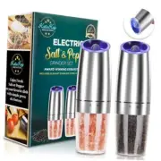 Electric Salt and Pepper Grinder set of 2, Automatic Salt and Pepper Silver 2X