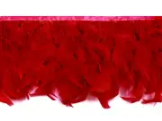 1 Yard – Red Chandelle Turkey Fluffy Feather Trim Halloween Costume Craft Supply