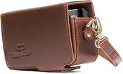 MegaGear MG1510 Canon PowerShot SX740 HS, SX730 HS Leather Camera Case with Strap - Dark Brown